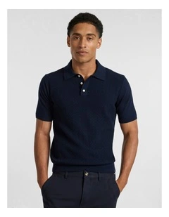 Alex Knit Polo in Dark Navy