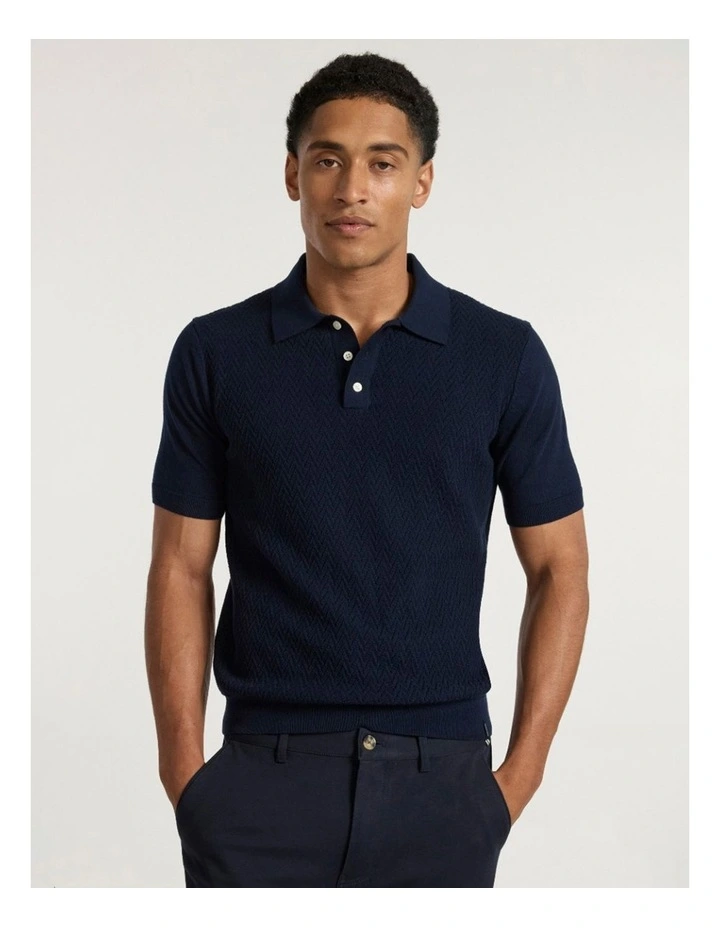 Alex Knit Polo in Dark Navy image 2