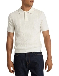 Alex Knit Polo in Oatmeal