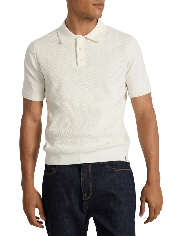 Alex Knit Polo in Oatmeal image 1