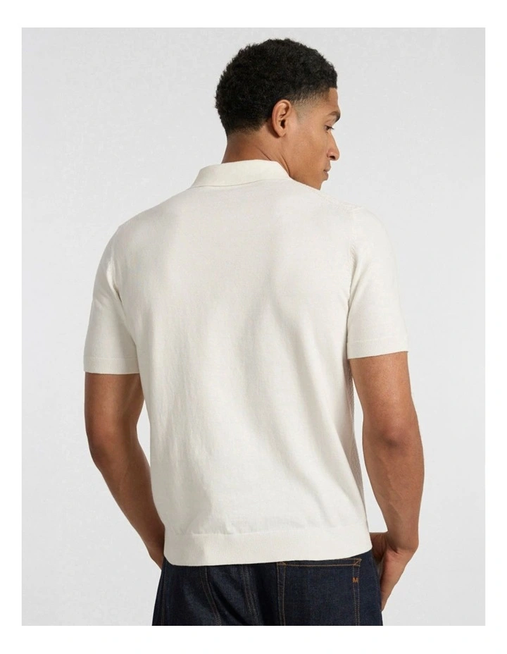 Alex Knit Polo in Oatmeal image 3