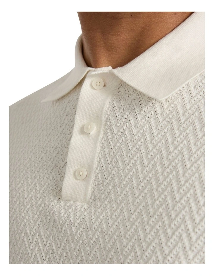 Alex Knit Polo in Oatmeal image 3