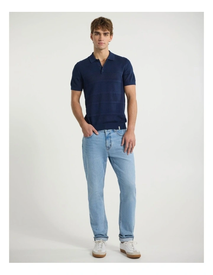 Bass Textured Stripe Knit Polo in Navy image 2
