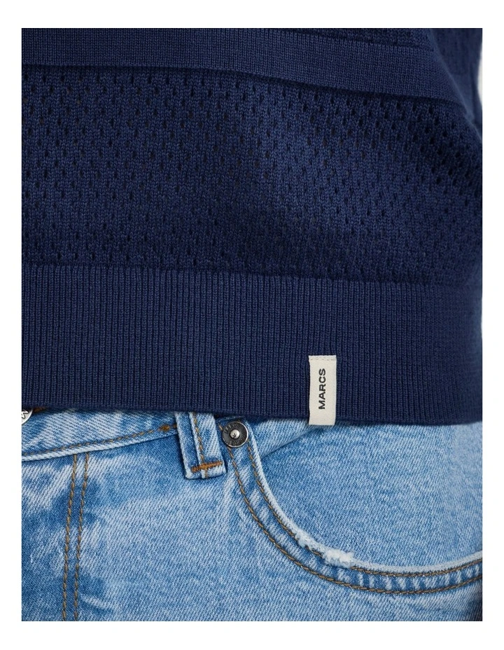 Bass Textured Stripe Knit Polo in Navy image 5
