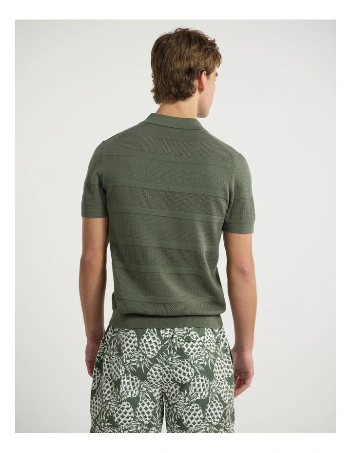 Bass Textured Stripe Knit Polo in Thyme image 3