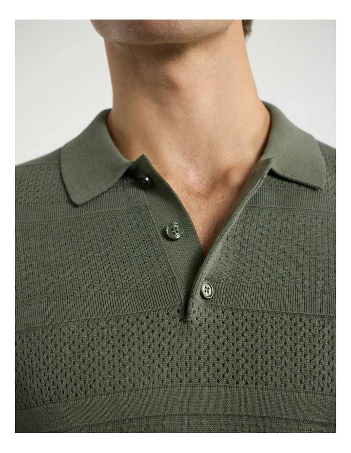 Bass Textured Stripe Knit Polo in Thyme image 4