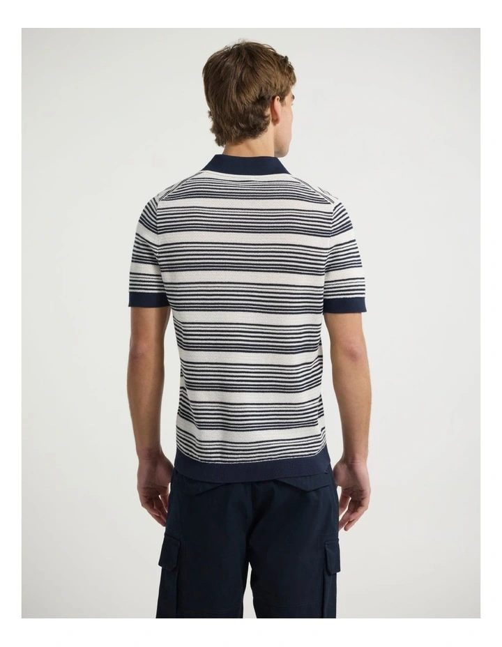 You Got It Knit Polo in Navy Stripe image 3
