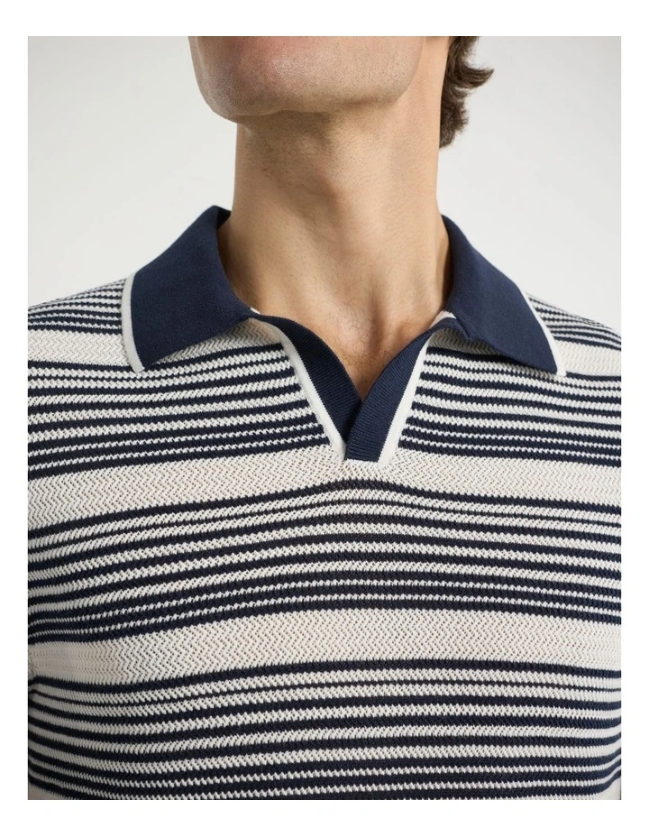 You Got It Knit Polo in Navy Stripe image 5