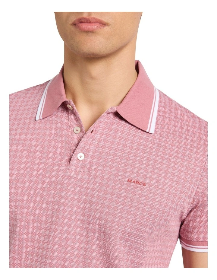 Watson Cotton Jacquard Polo in Deco Rose image 3