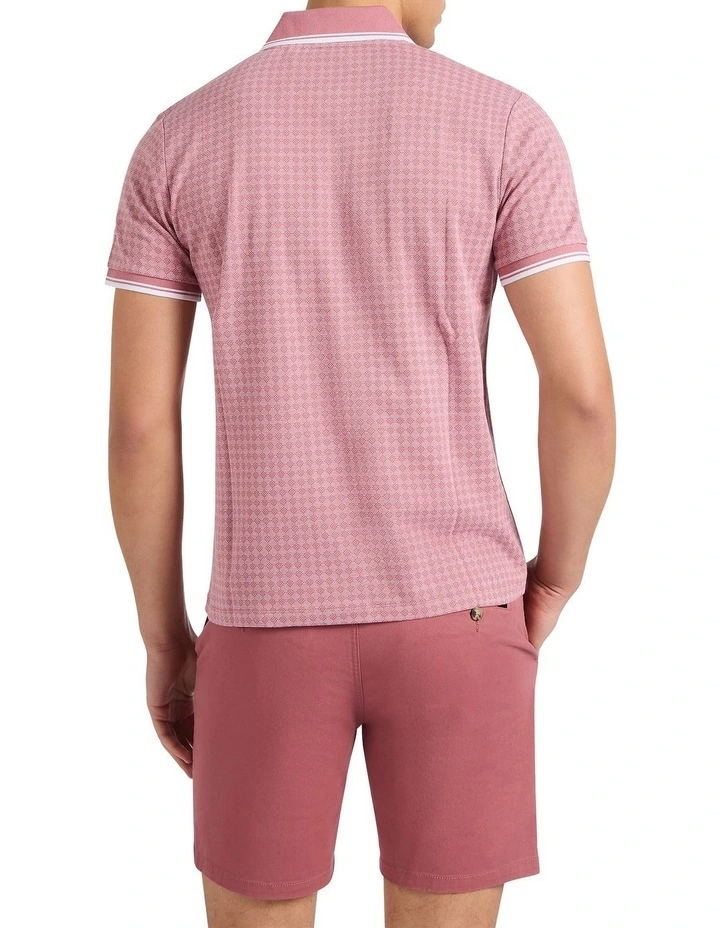 Watson Cotton Jacquard Polo in Deco Rose image 4