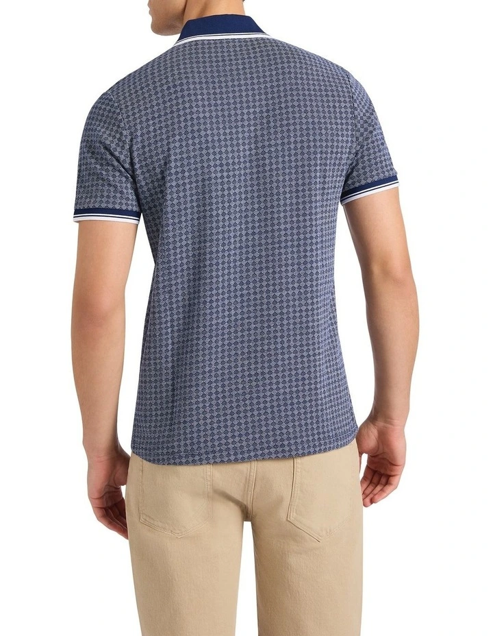 Watson Cotton Jacquard Polo in Navy image 4
