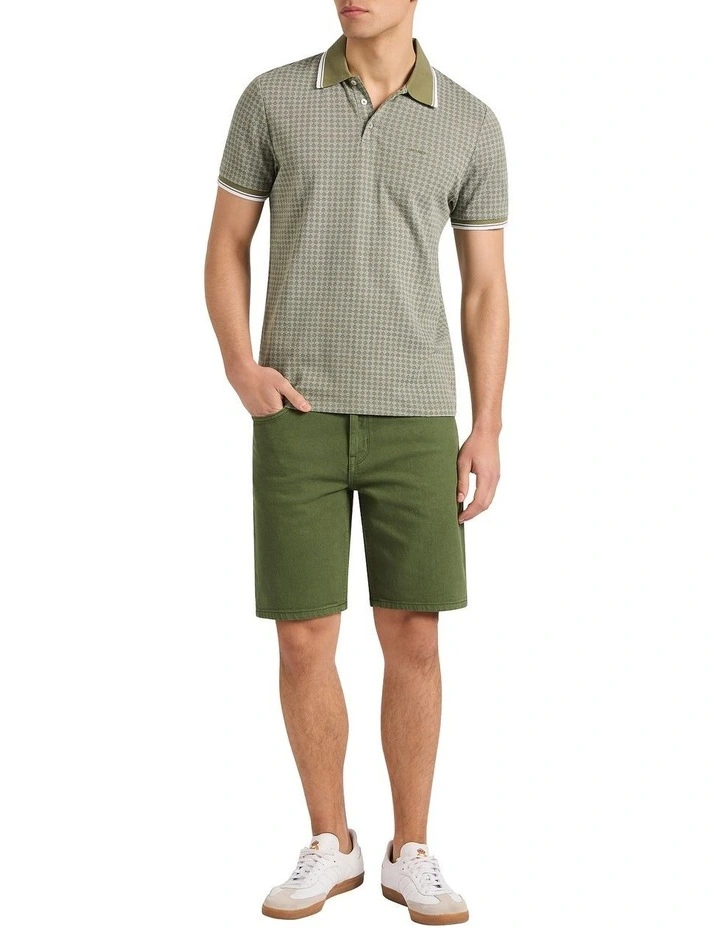 Watson Cotton Jacquard Polo in Olivine Green image 1