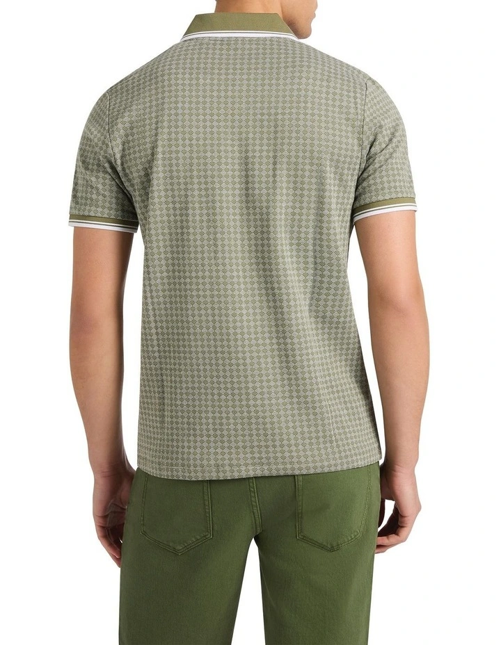 Watson Cotton Jacquard Polo in Olivine Green image 4