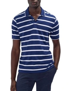 Crawford Stripe Polo in Navy Stripe