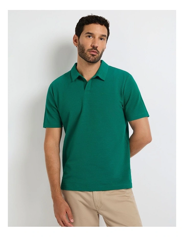 Andrew Textured Polo in Teal Green image 1