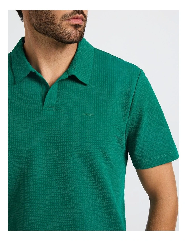 Andrew Textured Polo in Teal Green image 2