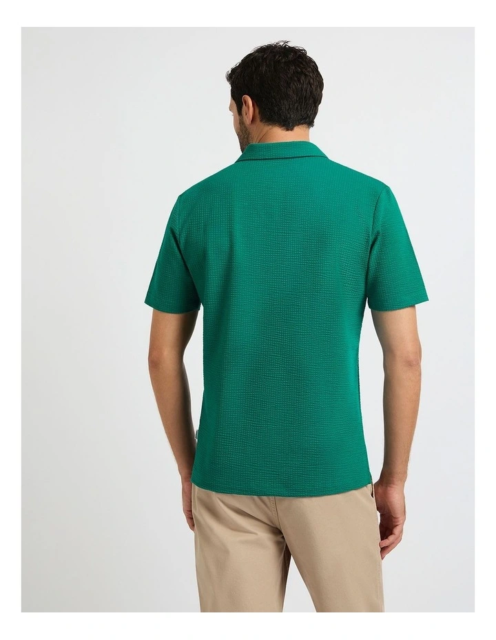 Andrew Textured Polo in Teal Green image 3