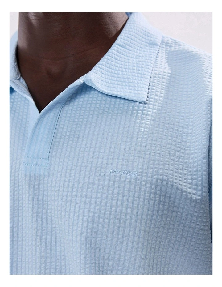 Andrew Textured Polo in Cerulean Blue image 2