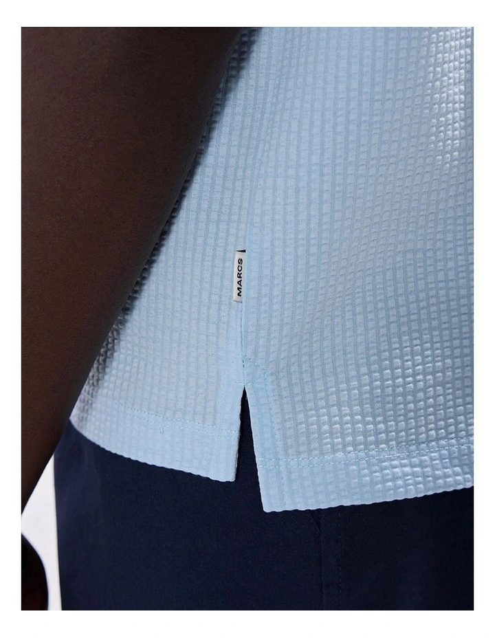 Andrew Textured Polo in Cerulean Blue image 3