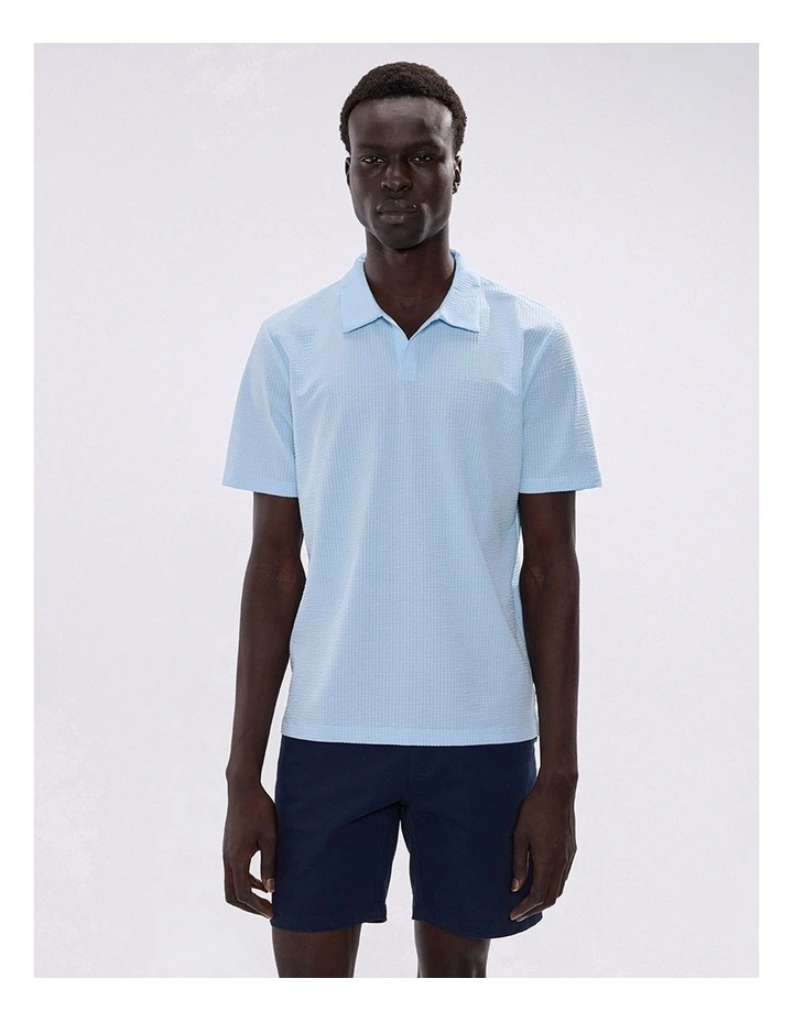 Andrew Textured Polo in Cerulean Blue image 4