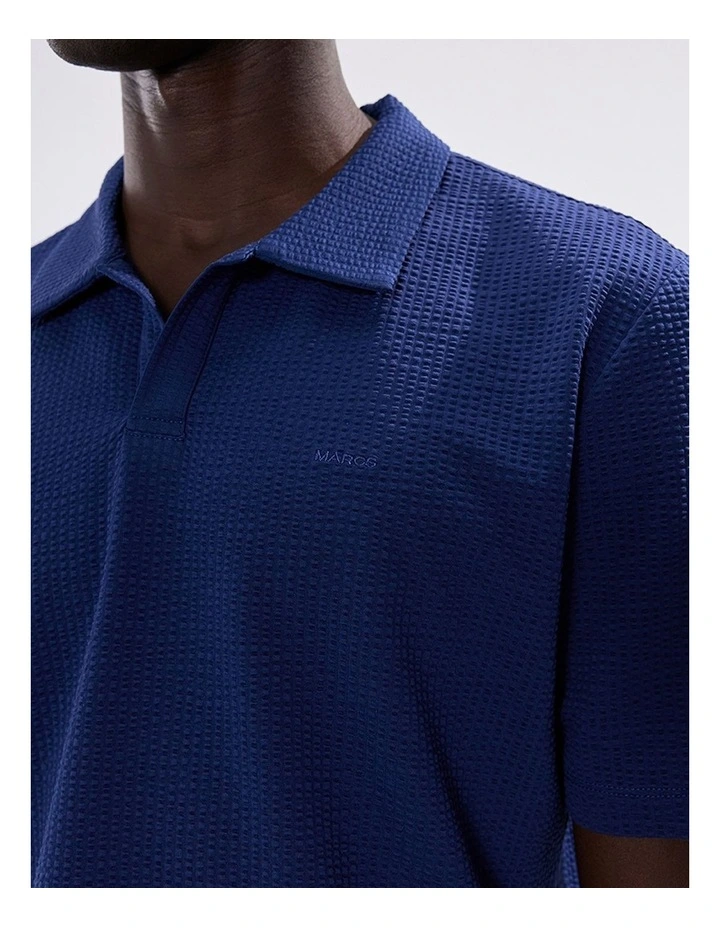 Andrew Textured Polo in Navy image 2
