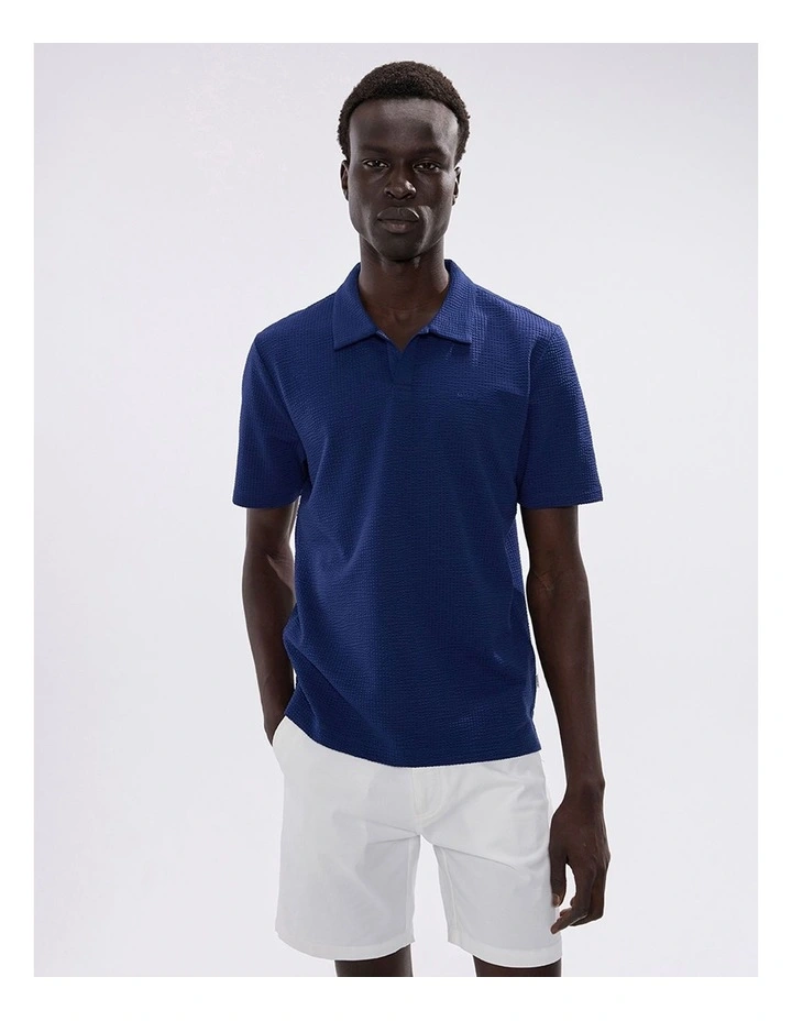 Andrew Textured Polo in Navy image 3