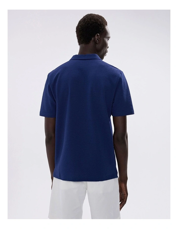 Andrew Textured Polo in Navy image 4