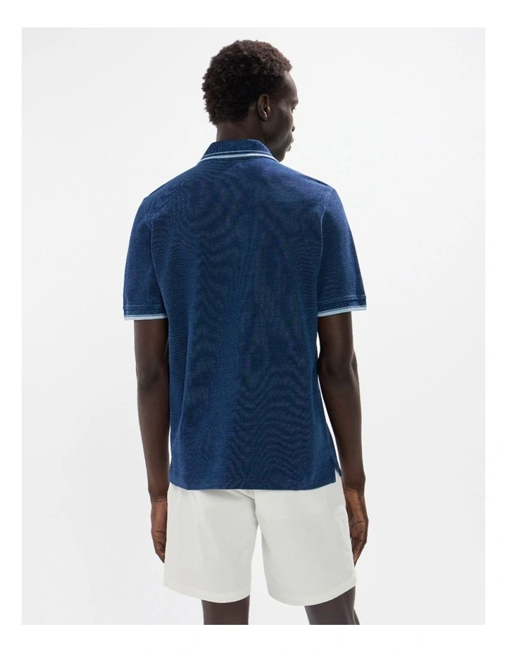 Cain Cotton Polo in Indigo image 3