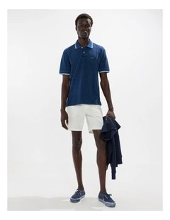 Cain Cotton Polo in Washed Indigo