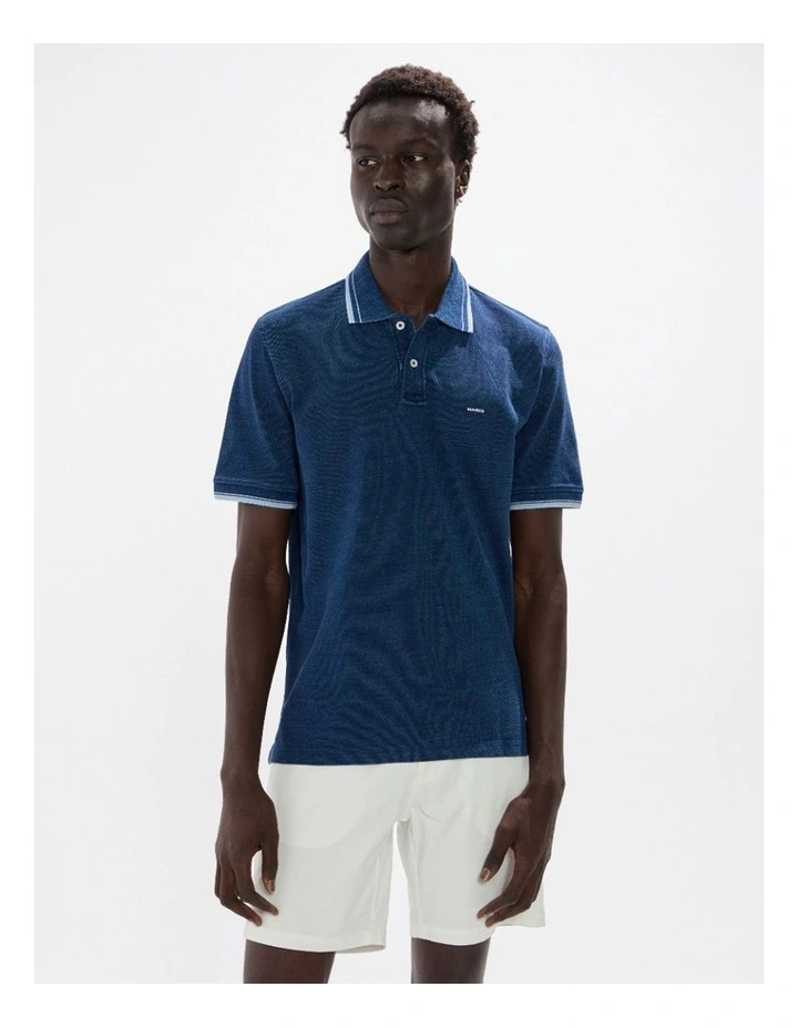 Cain Cotton Polo in Washed Indigo image 2