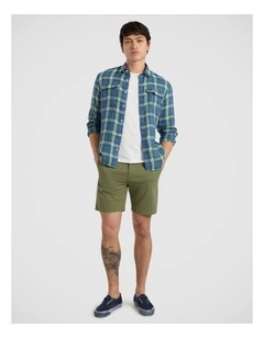 Charles Linen Check Shirt in Blue Multi