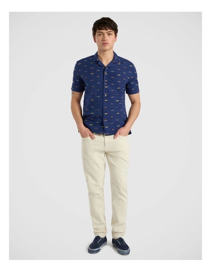 Circuit Jacquard Cotton Shirt in Navy Multi image 2