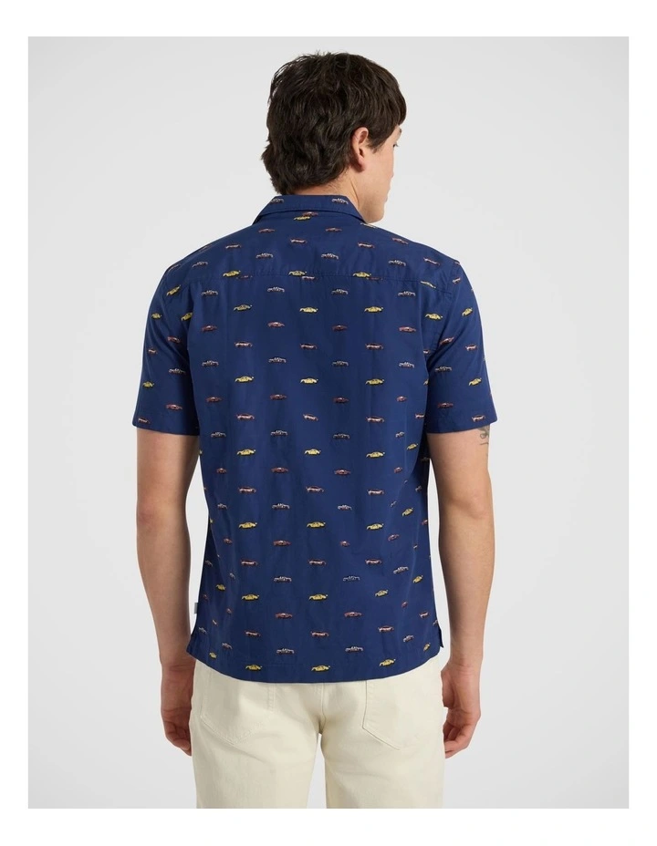 Circuit Jacquard Cotton Shirt in Navy Multi image 4