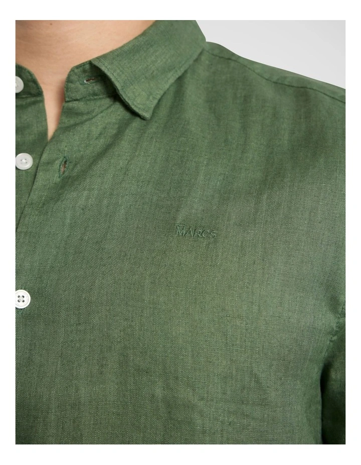 Felix Short Sleeve Linen Shirt in Seaweed image 3