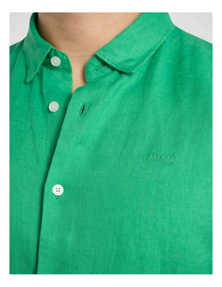 Felix Short Sleeve Linen Shirt in Kelly Green image 3