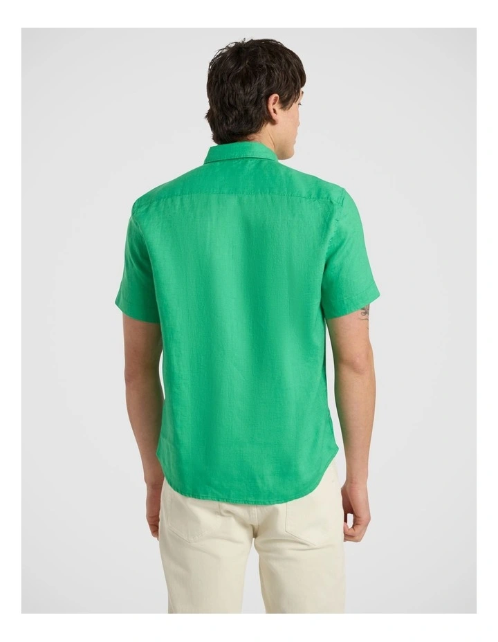 Felix Short Sleeve Linen Shirt in Kelly Green image 4