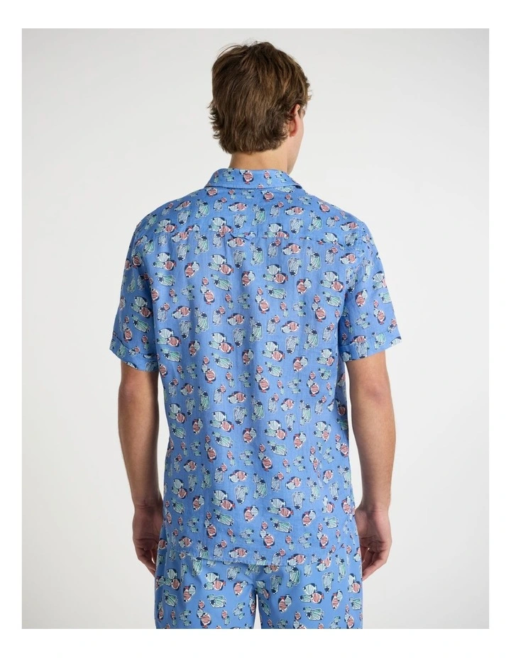 Reel World Linen Shirt in Blue Multi image 3