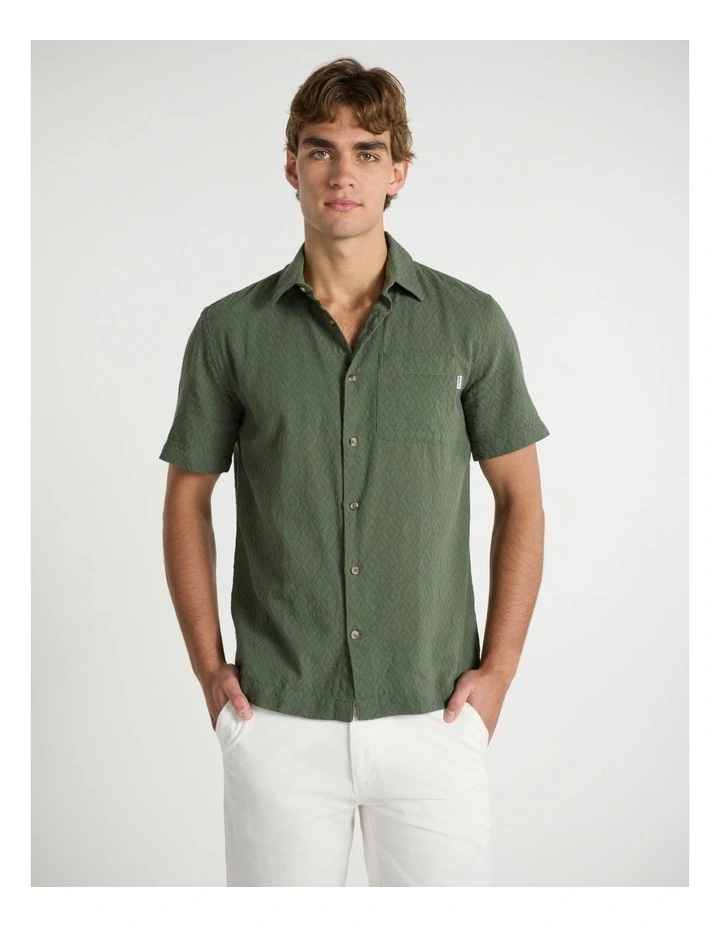 Joey Textured Cotton Shirt in Thyme image 1