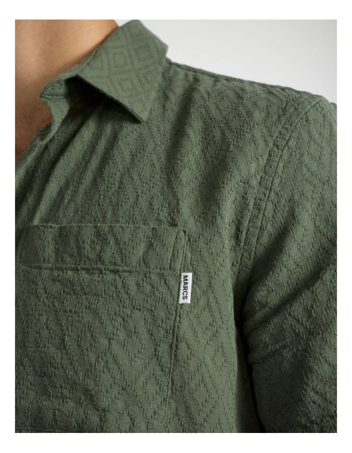 Joey Textured Cotton Shirt in Thyme image 4