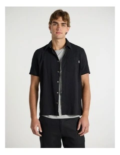 Joey Textured Cotton Shirt in Black