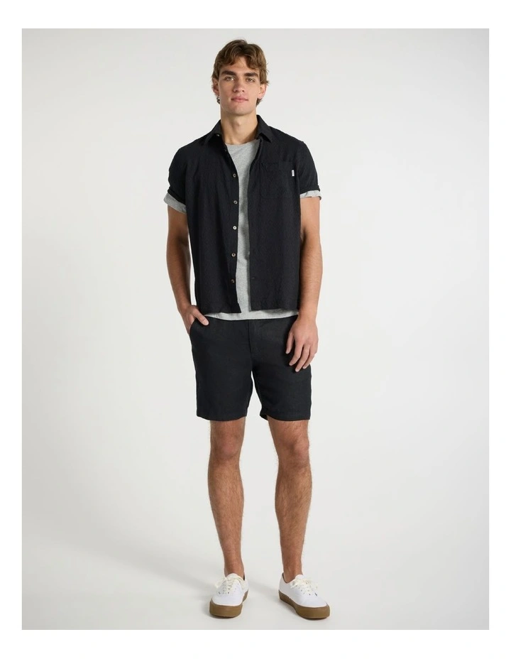 Joey Textured Cotton Shirt in Black image 2