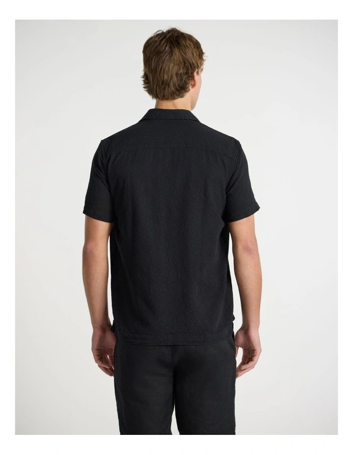 Joey Textured Cotton Shirt in Black image 3