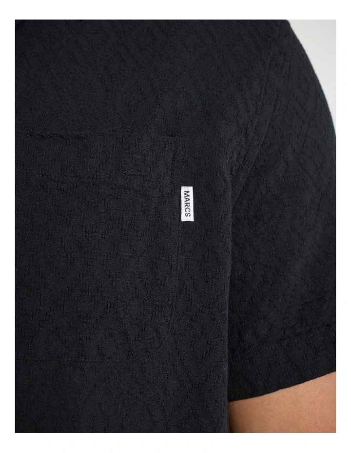Joey Textured Cotton Shirt in Black image 4