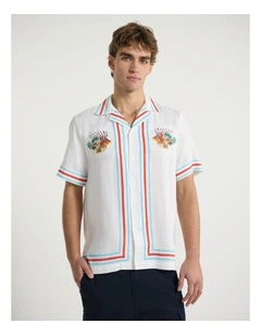 On The Line Linen Shirt in White Multi