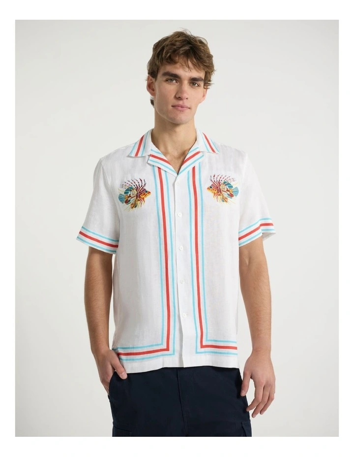 On The Line Linen Shirt in White Multi image 1