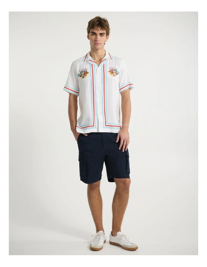 On The Line Linen Shirt in White Multi image 2