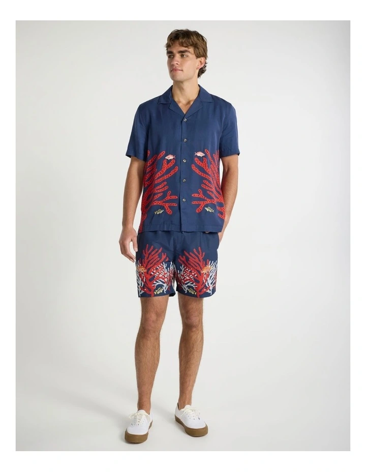 Against The Coral Shirt in Navy Multi image 2