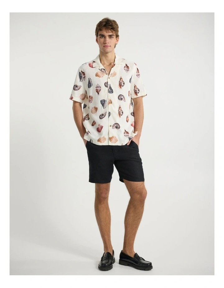 Shell-Fish Linen Blend Shirt in Cream Multi image 2