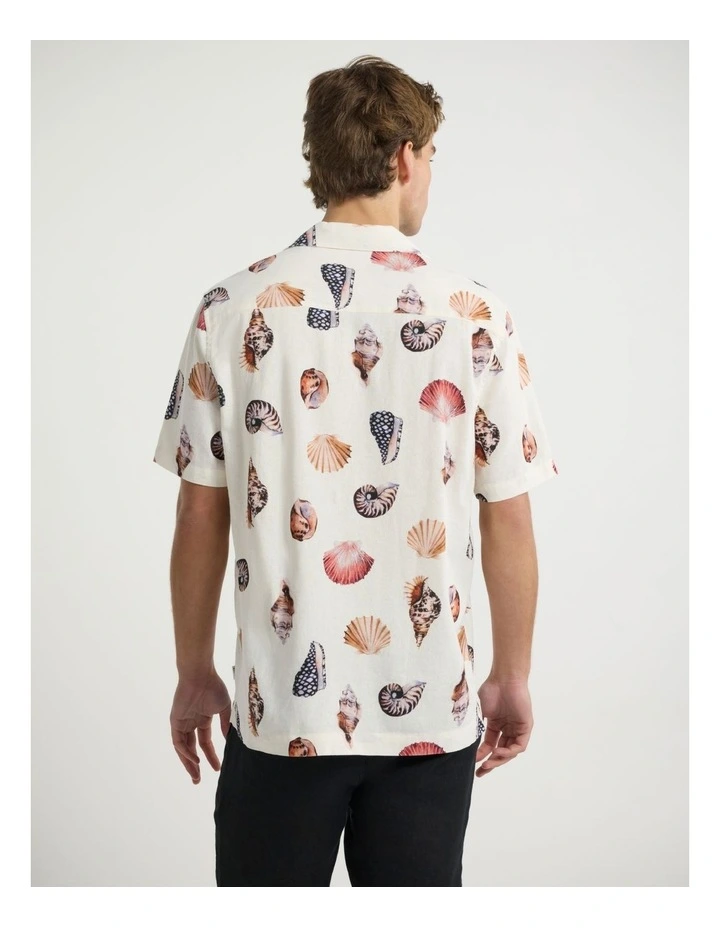 Shell-Fish Linen Blend Shirt in Cream Multi image 4