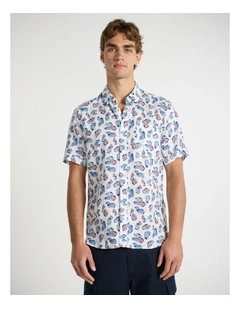 Reel World Linen Shirt in White Multi